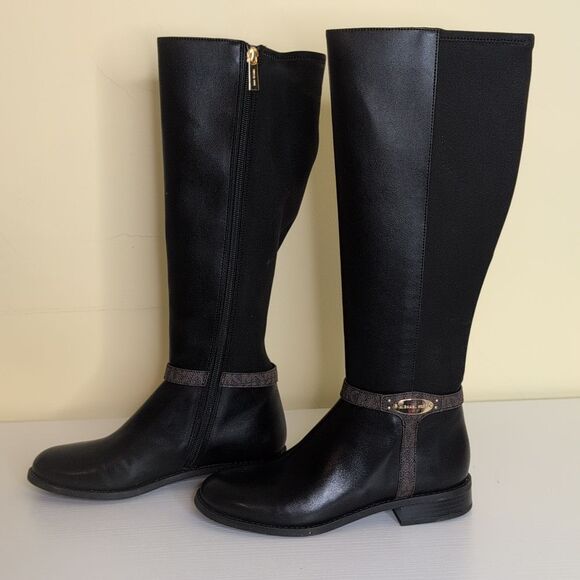 Michael Kors 5.5 Finley Leather Boot In Black/Brown, NEW In Box - Picture 6 of 16